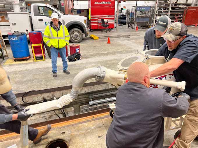 Open-trenched view of underground pipe lines